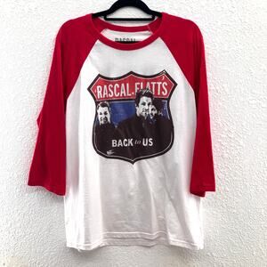 Rascal Flatts White Red Back To Us Tour Concert Band Raglan Baseball Tee T Shirt